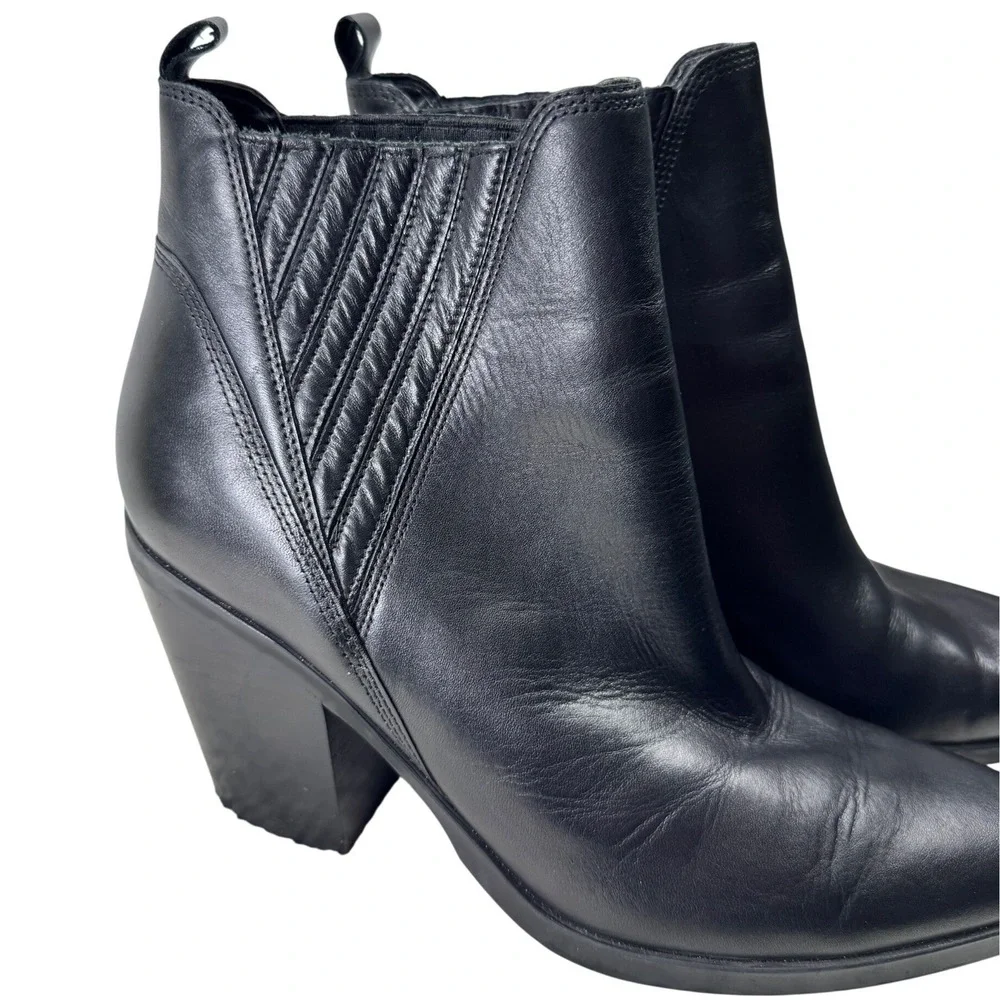 Marc Fisher LTD Gadri Ankle Boot Women 12 Black Leather Pointed Toe Block Heel - Picture 10 of 16